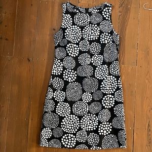 Marimekko linen 38 black white polka dot shift dress sleeveless